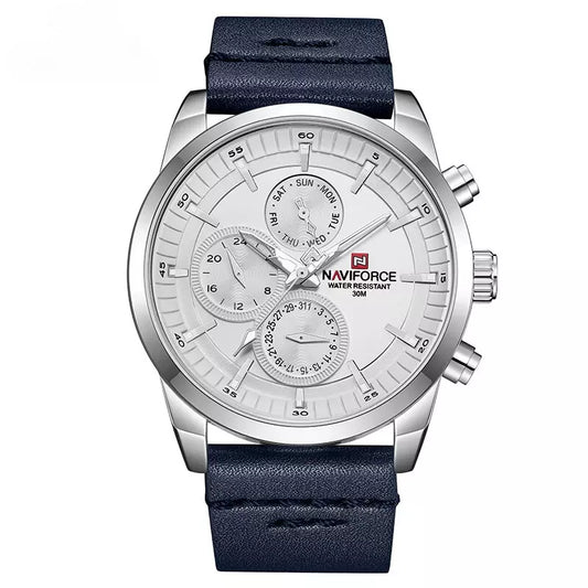 Relógio Masculino Esportivo Pulseira Couro Azul - Orion