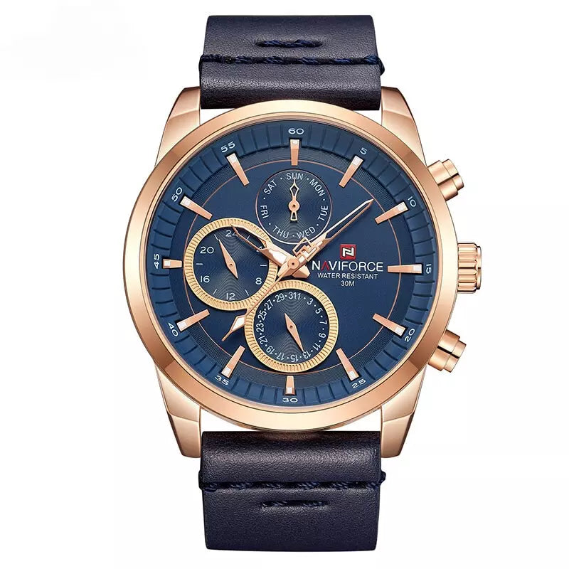 Relógio Masculino Esportivo Pulseira Couro Azul - Orion