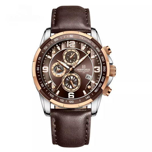 Relógio Masculino Esportivo: Pulseira Couro Marrom Escuro - Orion