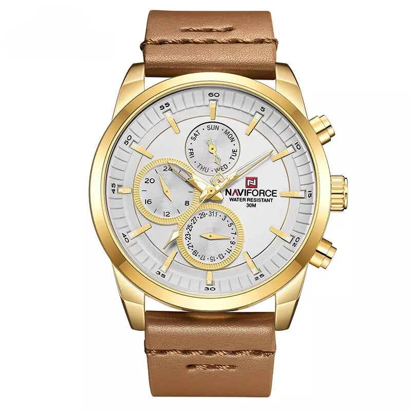 Relógio Masculino Esportivo Pulseira Couro Marrom - Orion