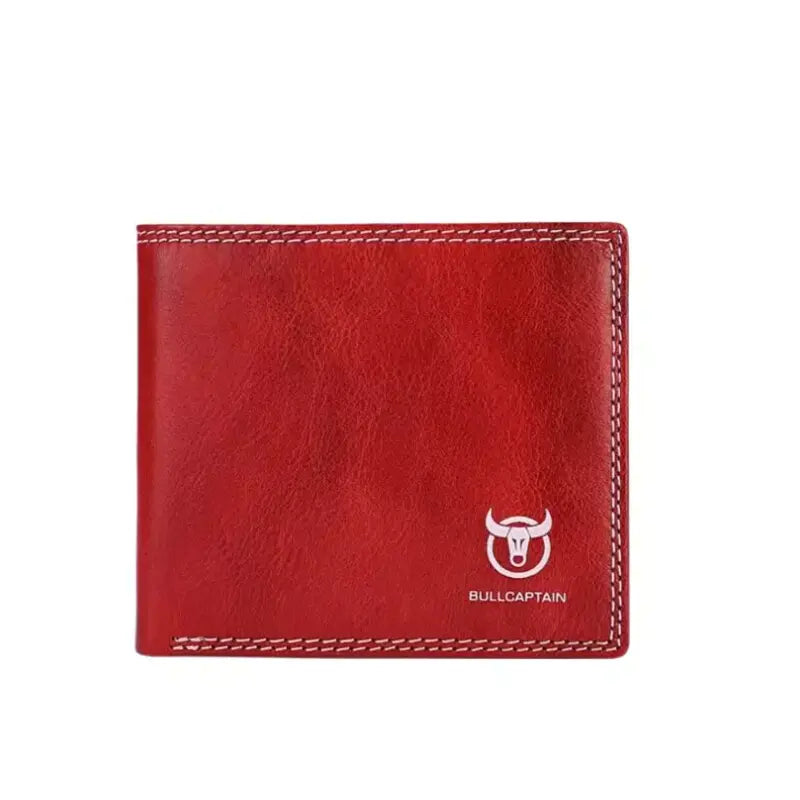 Carteira de Couro Masculina Marrom Vermelho - Orion