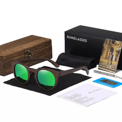 Óculos de Sol Haste Madeira  Masculino Verde - Orion