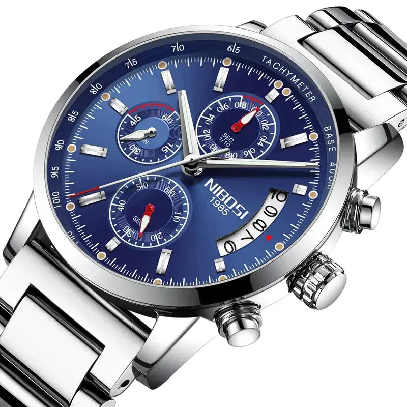 Relógio Masculino Aço Inox 3014 Fundo Azul - Orion