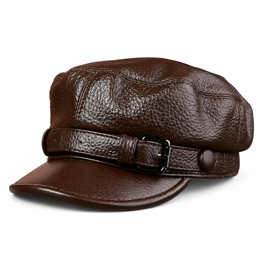 Boina Masculina Cap em Couro Cowhide