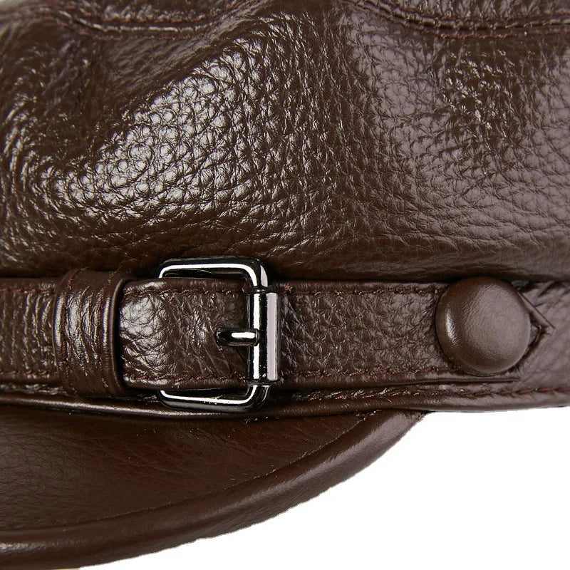 Boina Masculina Cap em Couro Cowhide