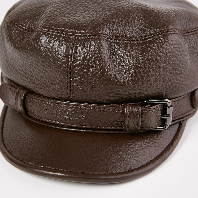 Boina Masculina Cap em Couro Cowhide