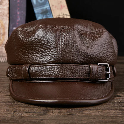 Boina Masculina Cap em Couro Cowhide