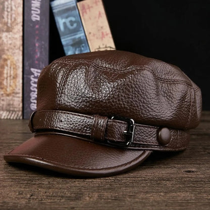 Boina Masculina Cap em Couro Cowhide