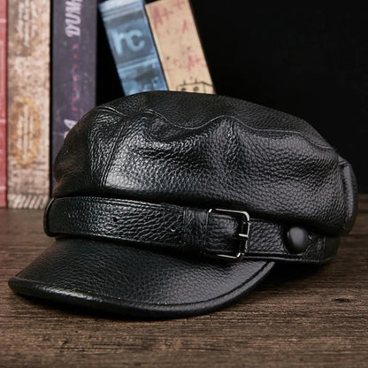 Boina Masculina Cap em Couro Cowhide