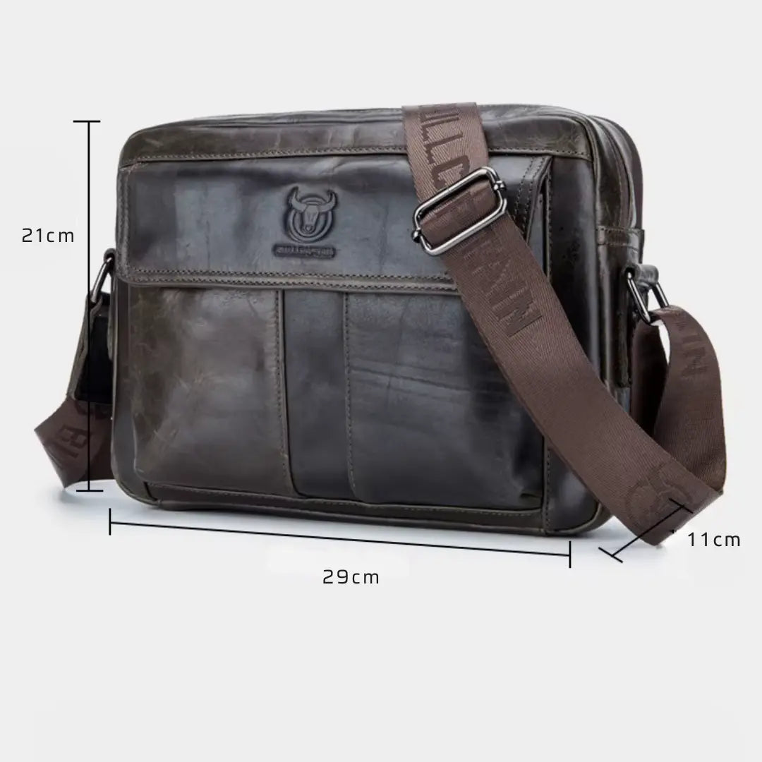 Bolsa Masculina Lateral em Couro Legítimo Bullcaptain Manly