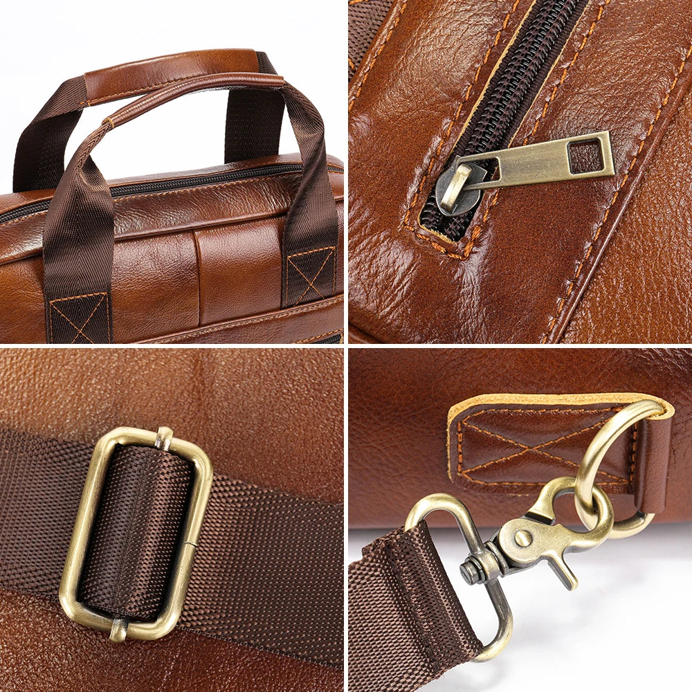 Bolsa Masculina Transversal Laptop em Couro Legítimo Business