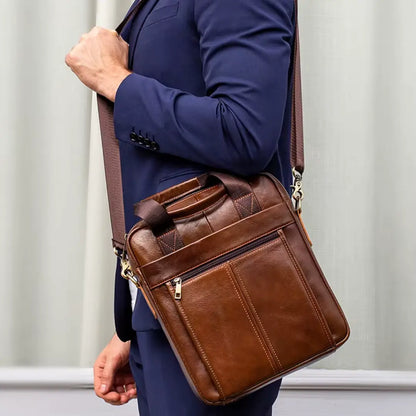 Bolsa Masculina Transversal Laptop em Couro Legítimo Business