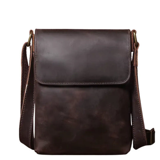 Bolsa Masculina Transversal em Couro Legítimo Casual Lux