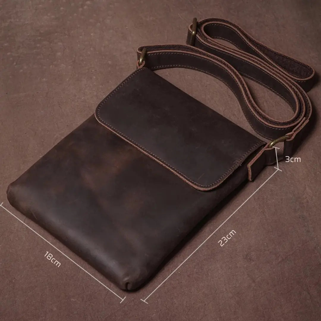 Bolsa Masculina Transversal em Couro Legítimo Casual Lux