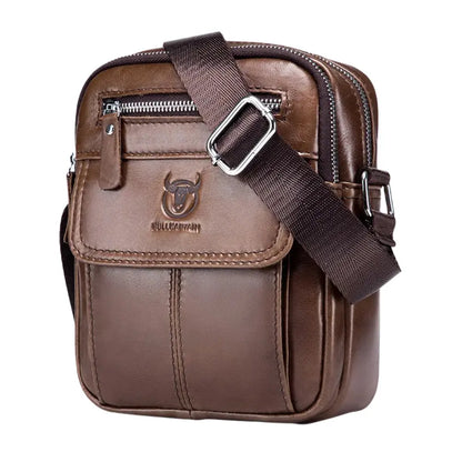 Bolsa Transversal Masculina em Couro Legítimo Bullcaptain Messenger
