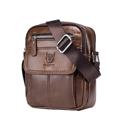 Bolsa Transversal Masculina em Couro Legítimo Bullcaptain Messenger