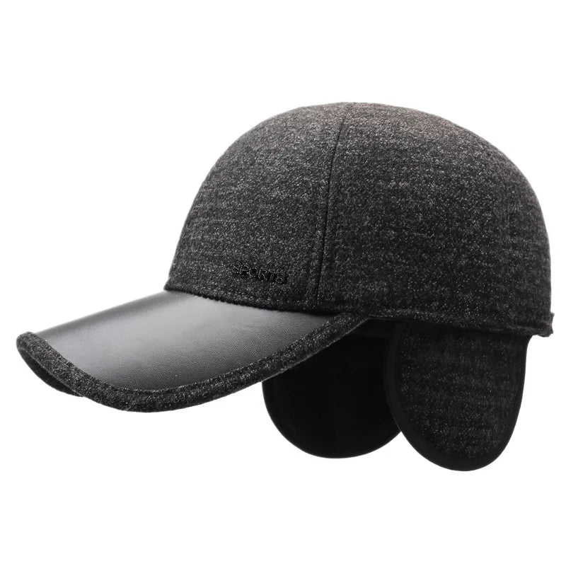 Boné Masculino Aba Curva Inverno com Protetor de Orelha Warm