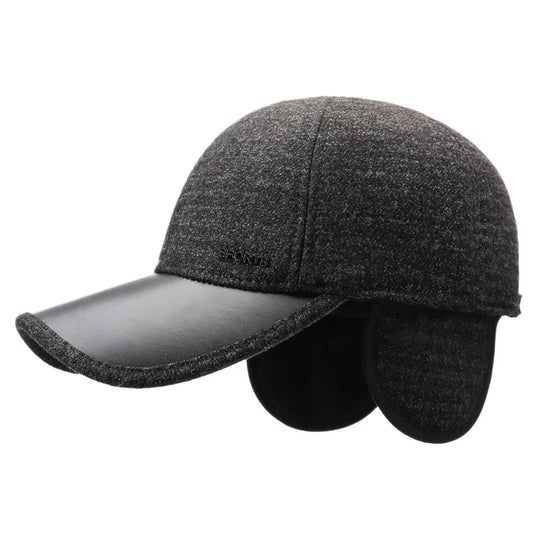 Boné Masculino Aba Curva Inverno com Protetor de Orelha Warm