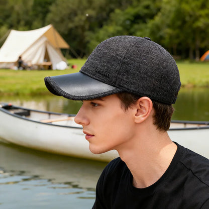 Boné Masculino Aba Curva Inverno com Protetor de Orelha Warm