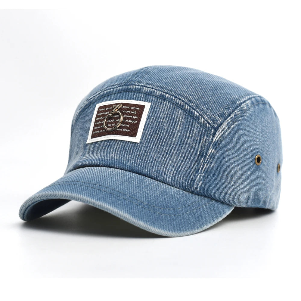 Boné Masculino Aba Curva Vintage Denim