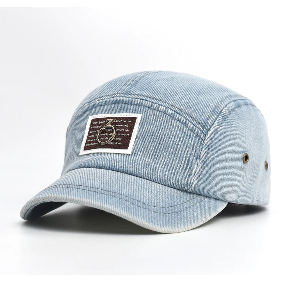 Boné Masculino Aba Curva Vintage Denim