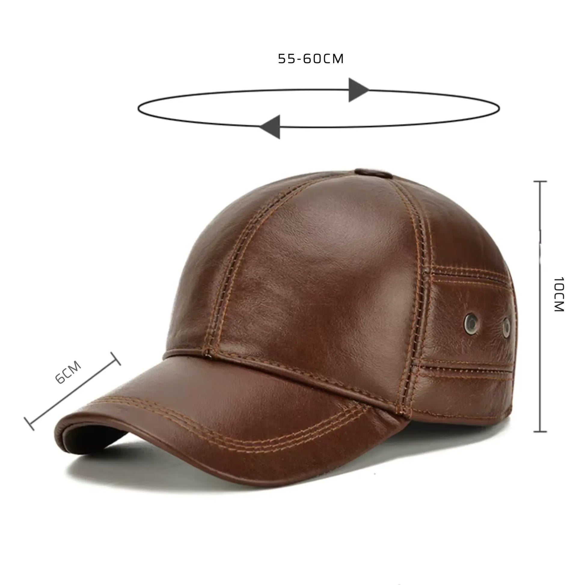 Boné Masculino Aba Curva em Couro Legítimo Buttons