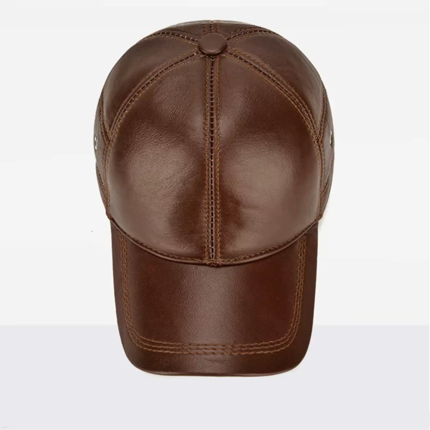 Boné Masculino Aba Curva em Couro Legítimo Buttons