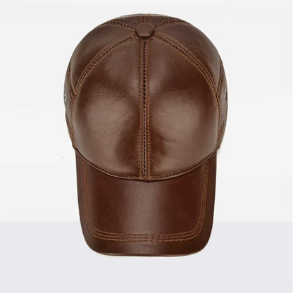 Boné Masculino Aba Curva em Couro Legítimo Buttons