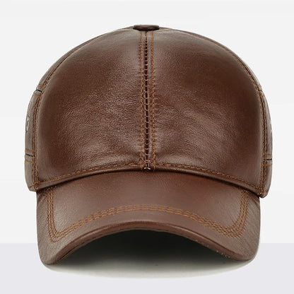 Boné Masculino Aba Curva em Couro Legítimo Buttons