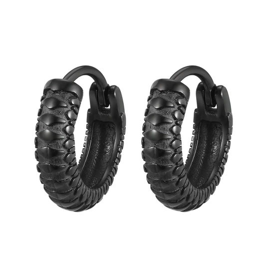 Brinco Masculino em Aço Argola Black Snake