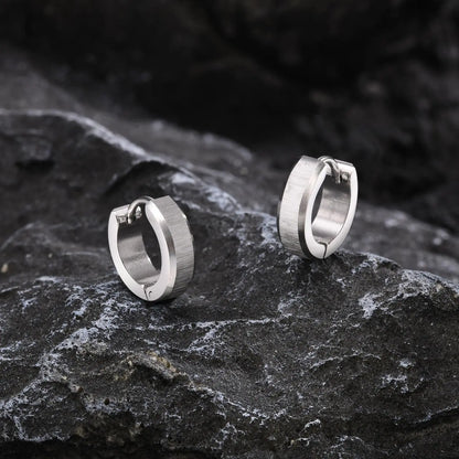 Brinco Masculino em Aço Argola Escovada