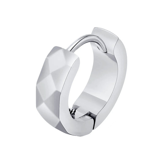 Brinco Masculino em Aço Argola Geometric (Par)