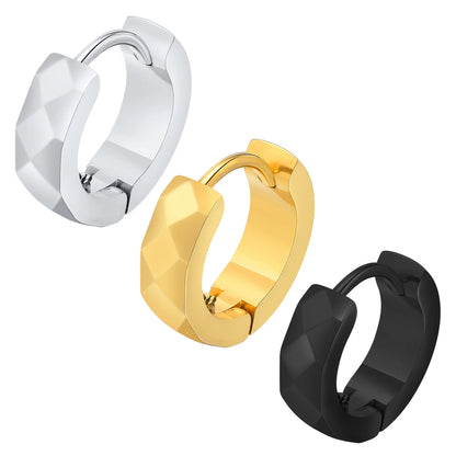 Brinco Masculino em Aço Argola Geometric (Par)