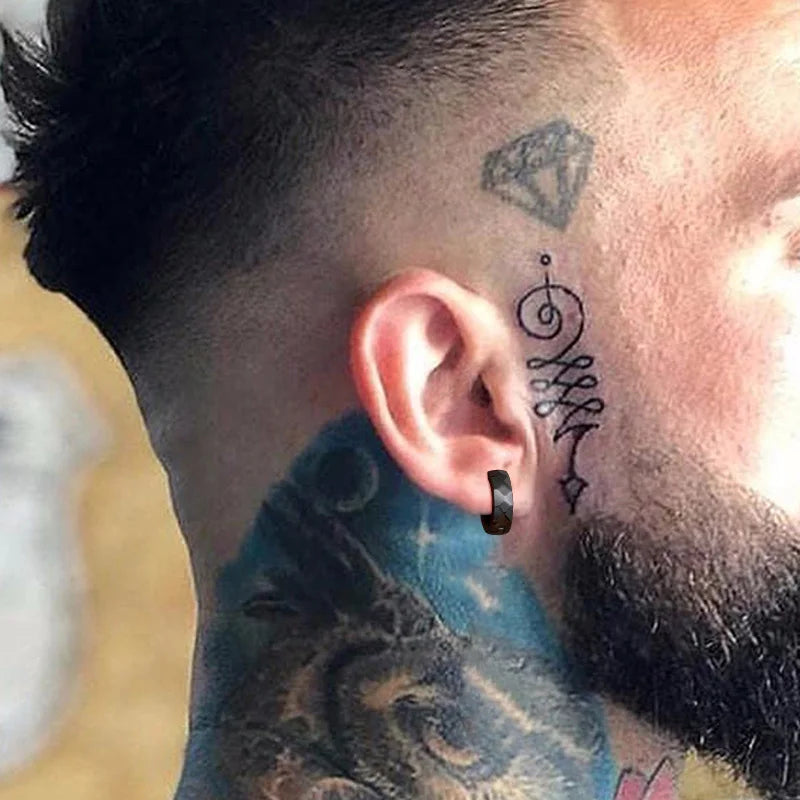 Brinco Masculino em Aço Argola Geometric (Par)