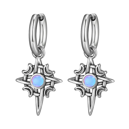 Brinco Masculino em Aço Argola Moon Stone