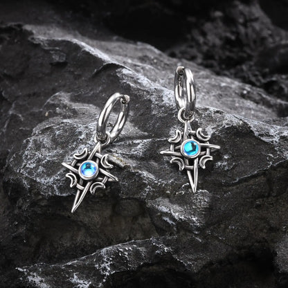 Brinco Masculino em Aço Argola Moon Stone