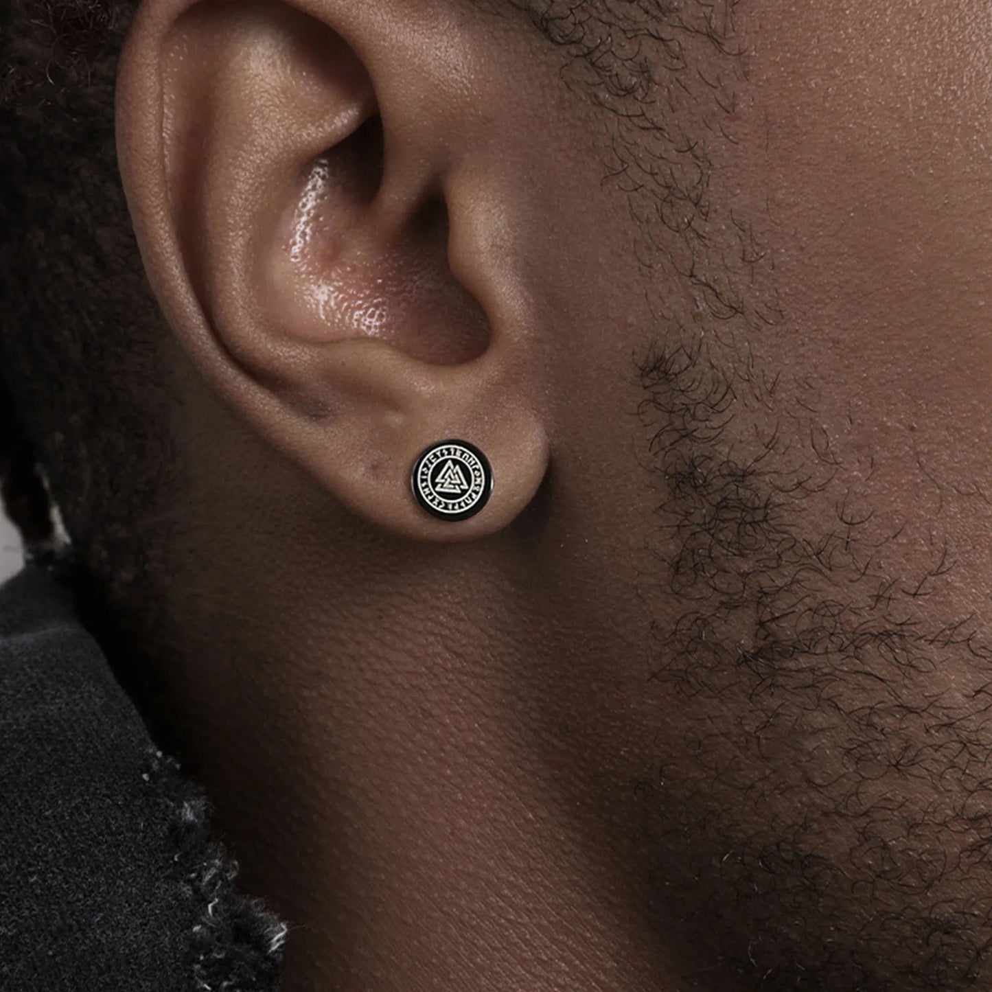 Brinco Masculino em Aço Black Viking (Par)