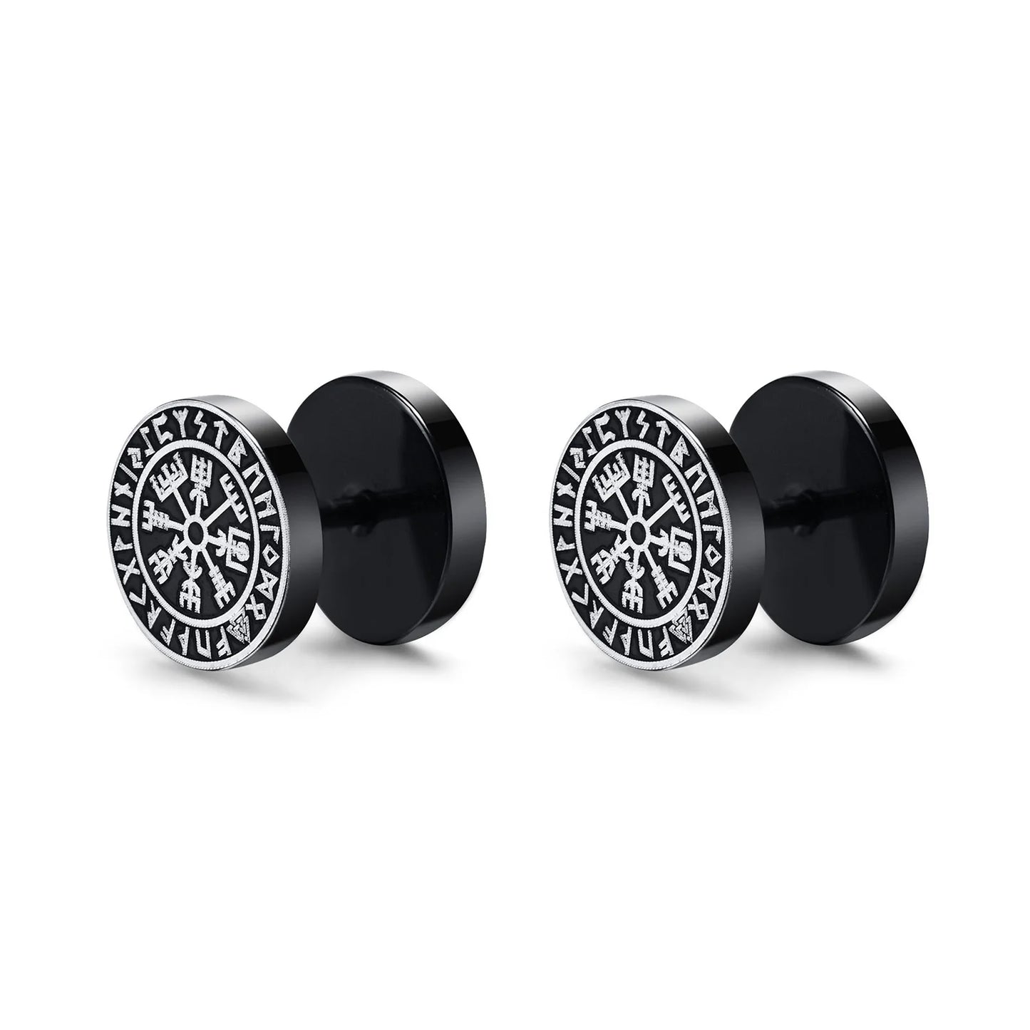 Brinco Masculino em Aço Black Viking (Par)
