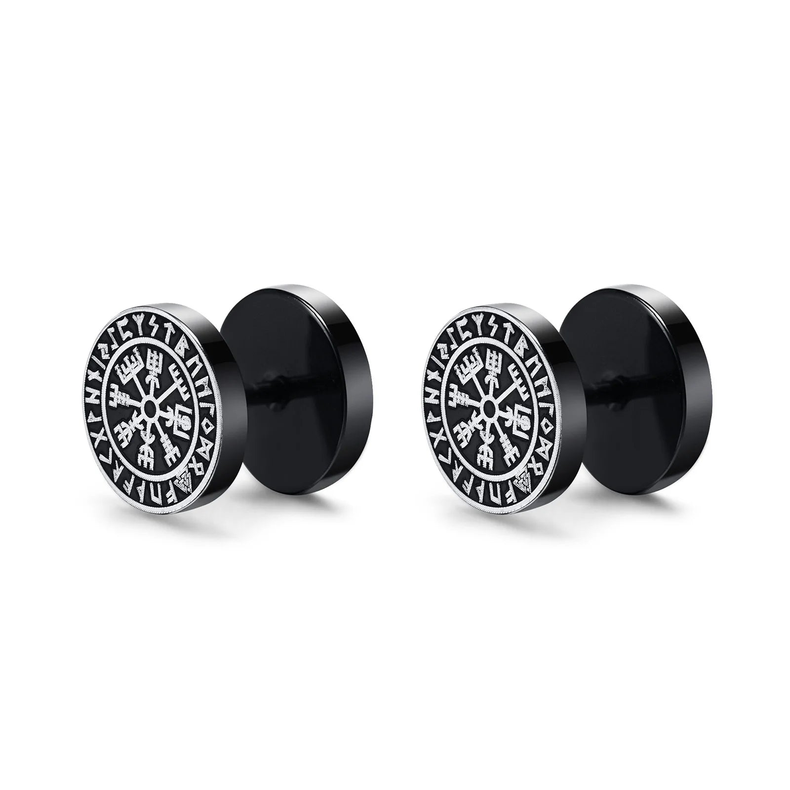 Brinco Masculino em Aço Black Viking (Par)