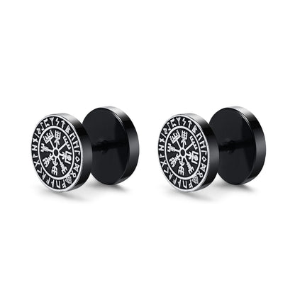 Brinco Masculino em Aço Black Viking (Par)