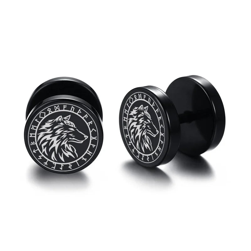 Brinco Masculino em Aço Black Viking (Par)