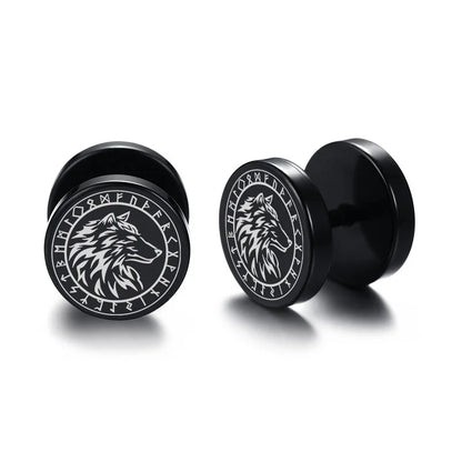 Brinco Masculino em Aço Black Viking (Par)