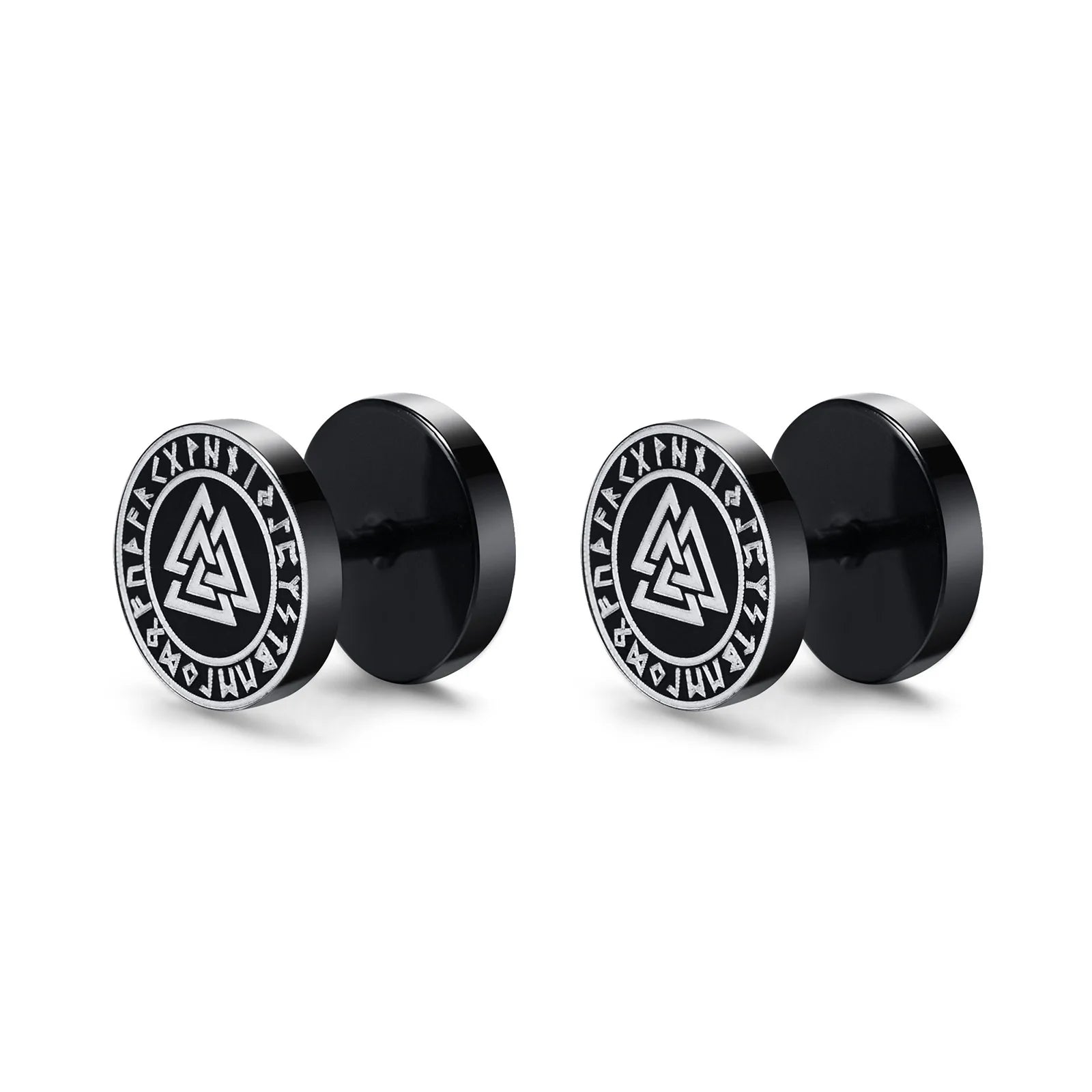 Brinco Masculino em Aço Black Viking (Par)