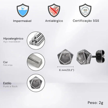 Brinco Masculino em Aço Punk