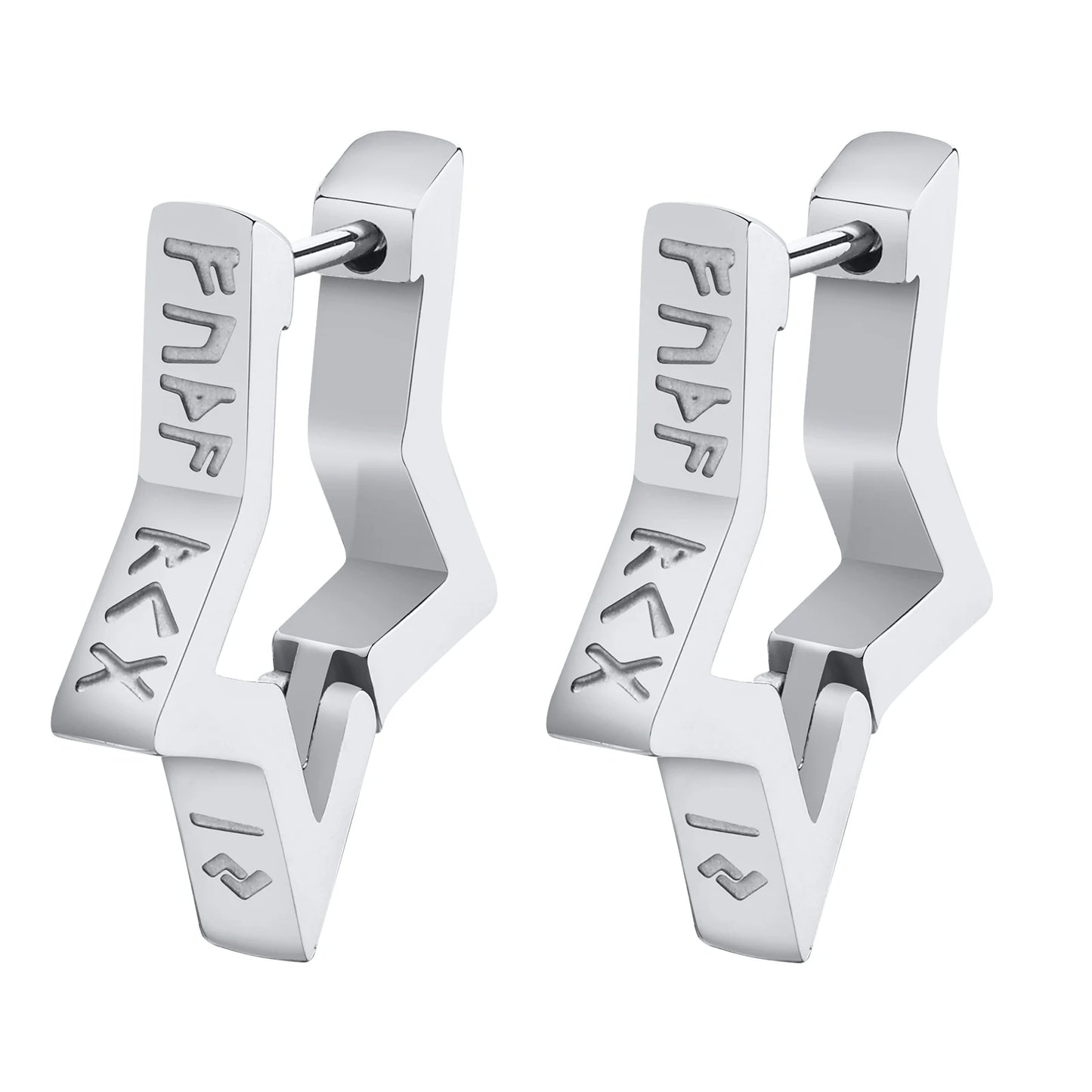 Brinco Masculino em Aço Viking Runes (Par)
