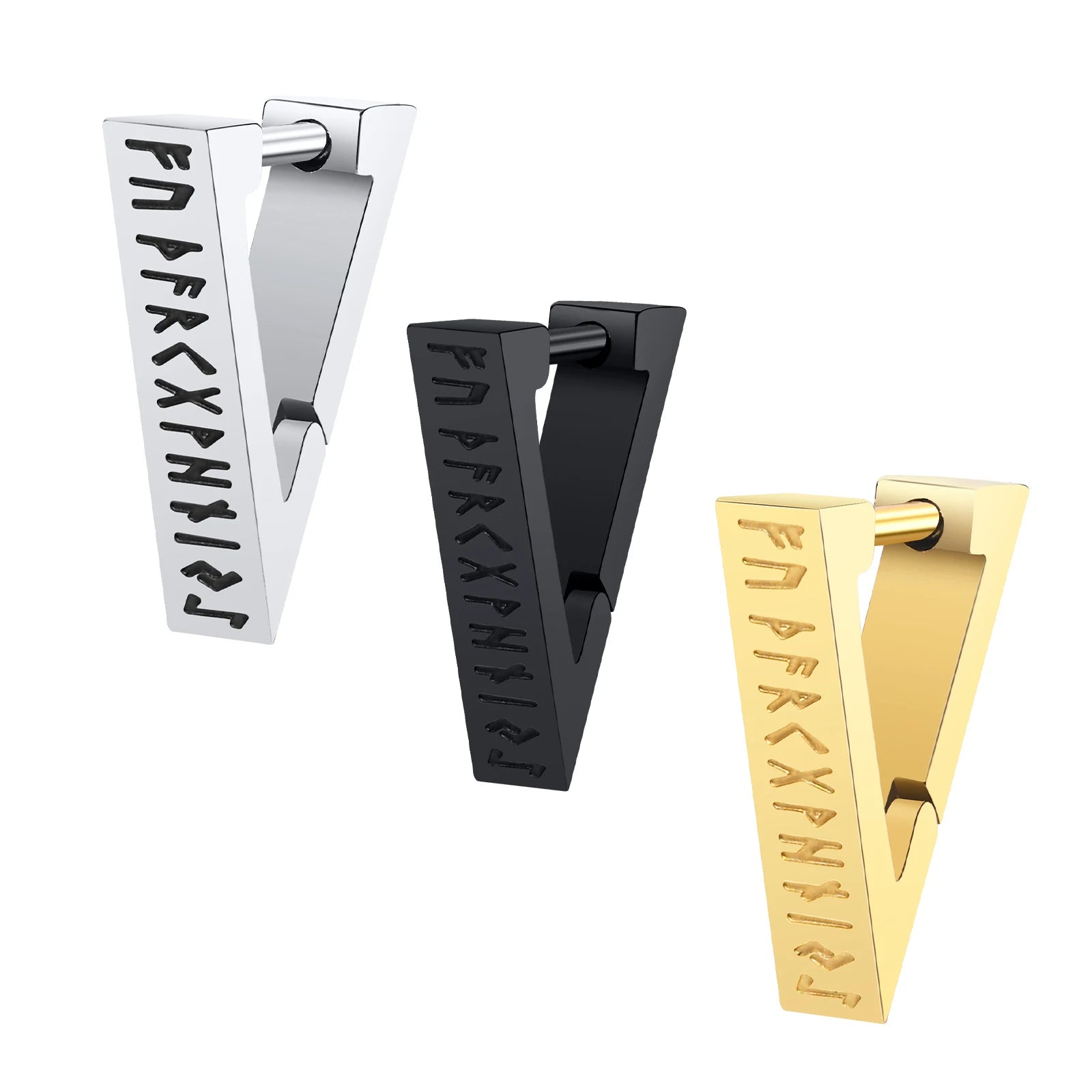Brinco Masculino em Aço Viking Runes (Par)