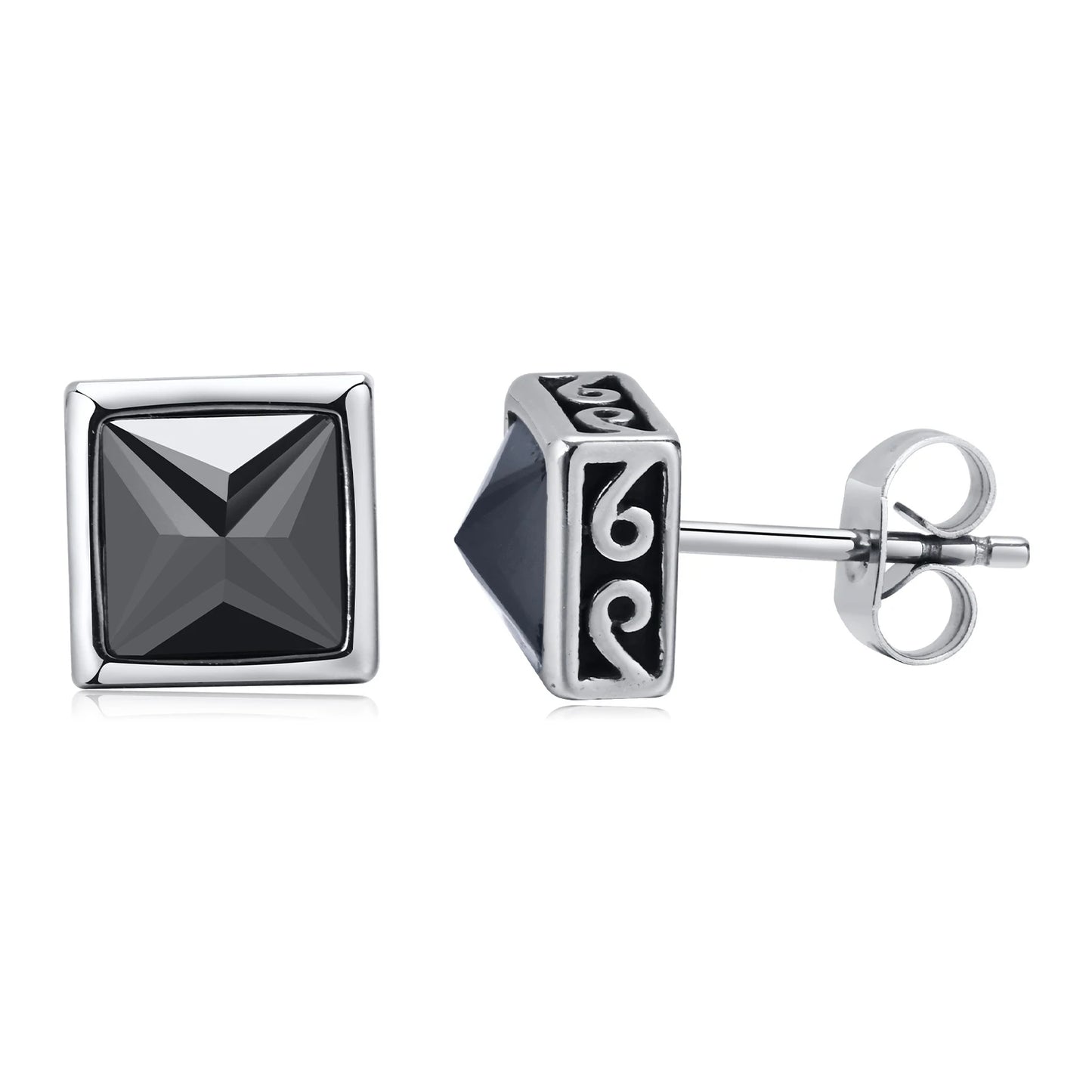 Brinco Masculino em Aço com Zircônia BlackSquare
