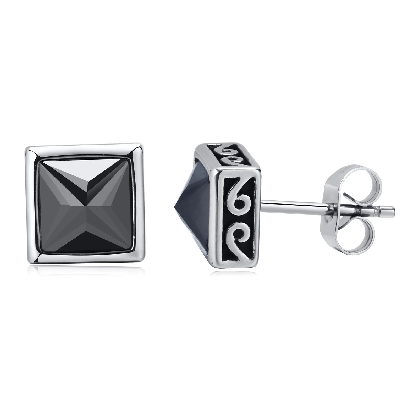 Brinco Masculino em Aço com Zircônia BlackSquare
