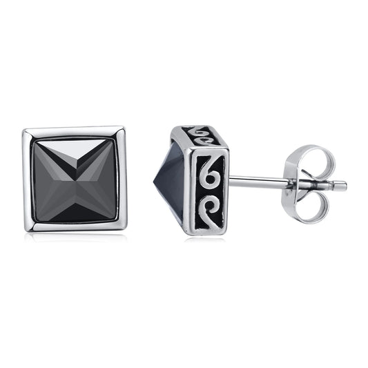 Brinco Masculino em Aço com Zircônia BlackSquare