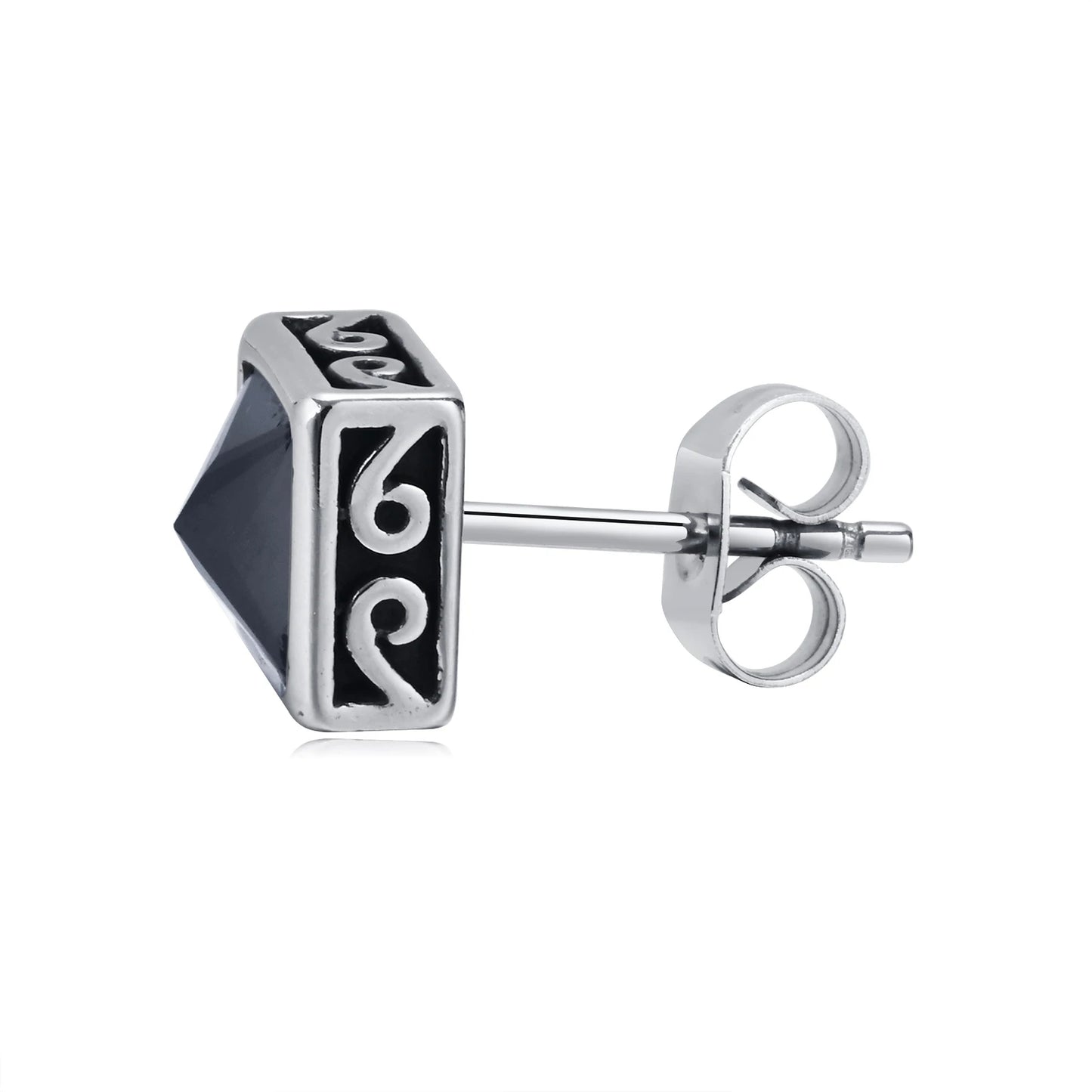 Brinco Masculino em Aço com Zircônia BlackSquare